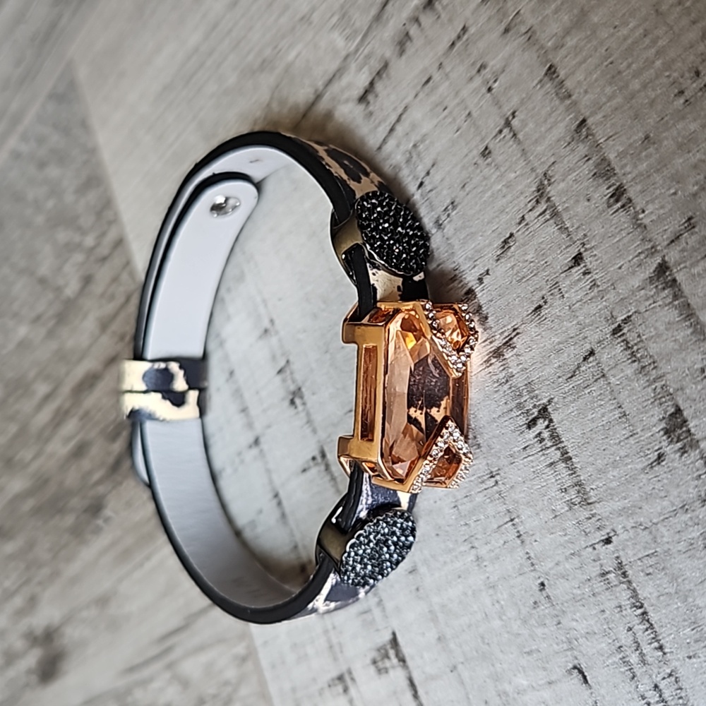 Leather Animal Print KEEP Collective Bracelet with 3 Charms